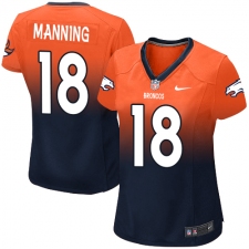 Women's Nike Denver Broncos #18 Peyton Manning Elite Orange/Navy Fadeaway NFL Jersey