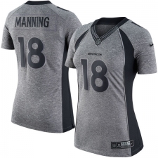 Women's Nike Denver Broncos #18 Peyton Manning Limited Gray Gridiron NFL Jersey