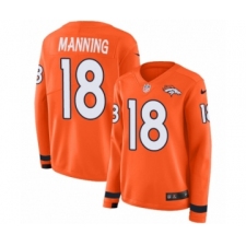 Women's Nike Denver Broncos #18 Peyton Manning Limited Orange Therma Long Sleeve NFL Jersey
