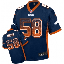 Men's Nike Denver Broncos #58 Von Miller Elite Navy Blue Drift Fashion NFL Jersey