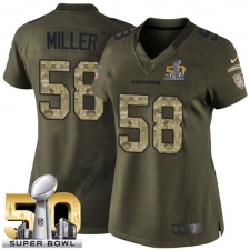 Women's Nike Denver Broncos #58 Von Miller Limited Green Salute to Service Super Bowl 50 Bound NFL Jersey