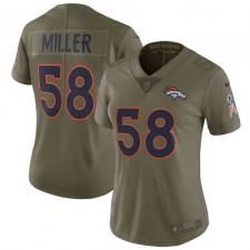 Women's Nike Denver Broncos #58 Von Miller Limited Olive 2017 Salute to Service NFL Jersey