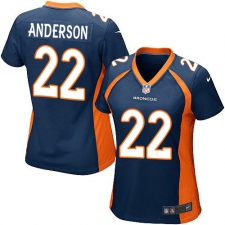 Women's Nike Denver Broncos #22 C.J. Anderson Game Navy Blue Alternate NFL Jersey