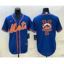 Men's New York Mets Big Logo Navy Blue Cool Base Stitched Baseball Jerseys