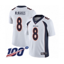 Men's Denver Broncos #8 Brandon McManus White Vapor Untouchable Limited Player 100th Season Football Jersey