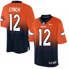 Men's Nike Denver Broncos #12 Paxton Lynch Elite Orange/Navy Fadeaway NFL Jersey