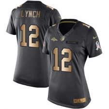Women's Nike Denver Broncos #12 Paxton Lynch Limited Black/Gold Salute to Service NFL Jersey