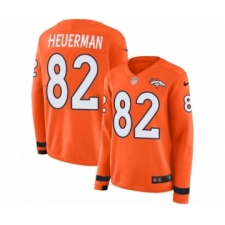 Women's Nike Denver Broncos #82 Jeff Heuerman Limited Orange Therma Long Sleeve NFL Jersey