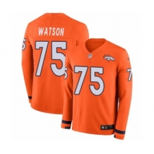 Men's Nike Denver Broncos #75 Menelik Watson Limited Orange Therma Long Sleeve NFL Jersey