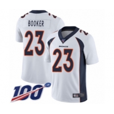 Men's Denver Broncos #23 Devontae Booker White Vapor Untouchable Limited Player 100th Season Football Jersey
