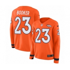 Women's Nike Denver Broncos #23 Devontae Booker Limited Orange Therma Long Sleeve NFL Jersey