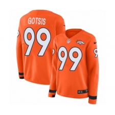 Women's Nike Denver Broncos #99 Adam Gotsis Limited Orange Therma Long Sleeve NFL Jersey