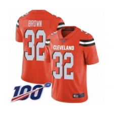 Men's Cleveland Browns #32 Jim Brown Orange Alternate Vapor Untouchable Limited Player 100th Season Football Jersey