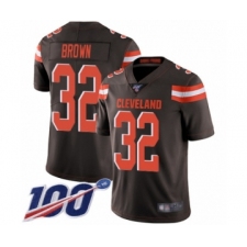 Men's Cleveland Browns #32 Jim Brown Team Color Vapor Untouchable Limited Player 100th Season Football Jersey
