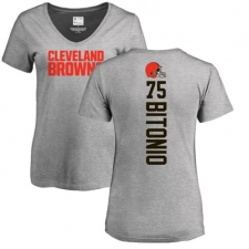NFL Women's Nike Cleveland Browns #75 Joel Bitonio Ash Backer V-Neck T-Shirt