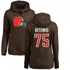 NFL Women's Nike Cleveland Browns #75 Joel Bitonio Brown Name & Number Logo Pullover Hoodie
