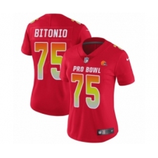 Women's Cleveland Browns #75 Joel Bitonio Limited Red AFC 2019 Pro Bowl Football Jersey