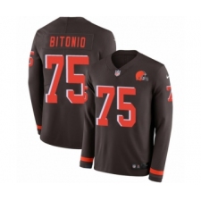 Youth Nike Cleveland Browns #75 Joel Bitonio Limited Brown Therma Long Sleeve NFL Jersey