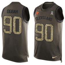 Men's Nike Cleveland Browns #90 Emmanuel Ogbah Limited Green Salute to Service Tank Top NFL Jersey