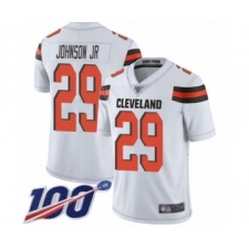 Men's Cleveland Browns #29 Duke Johnson White Vapor Untouchable Limited Player 100th Season Football Jersey
