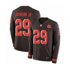 Men's Nike Cleveland Browns #29 Duke Johnson Limited Brown Therma Long Sleeve NFL Jersey