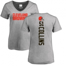 NFL Women's Nike Cleveland Browns #51 Jamie Collins Ash Backer V-Neck T-Shirt