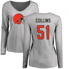 NFL Women's Nike Cleveland Browns #51 Jamie Collins Ash Name & Number Logo Long Sleeve T-Shirt