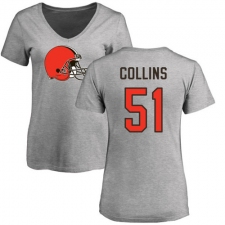 NFL Women's Nike Cleveland Browns #51 Jamie Collins Ash Name & Number Logo T-Shirt
