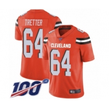 Men's Cleveland Browns #64 JC Tretter Orange Alternate Vapor Untouchable Limited Player 100th Season Football Jersey