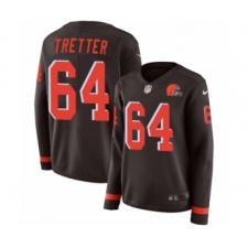 Women's Nike Cleveland Browns #64 JC Tretter Limited Brown Therma Long Sleeve NFL Jersey