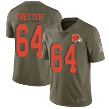 Youth Nike Cleveland Browns #64 JC Tretter Limited Olive 2017 Salute to Service NFL Jersey