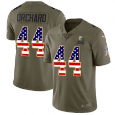 Youth Nike Cleveland Browns #44 Nate Orchard Limited Olive/USA Flag 2017 Salute to Service NFL Jersey