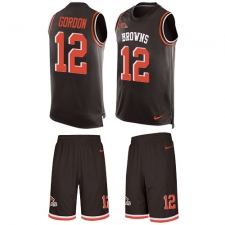 Men's Nike Cleveland Browns #12 Josh Gordon Limited Brown Tank Top Suit NFL Jersey