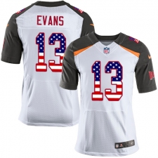 Men's Nike Tampa Bay Buccaneers #13 Mike Evans Elite White Road USA Flag Fashion NFL Jersey