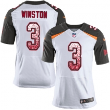Men's Nike Tampa Bay Buccaneers #3 Jameis Winston Elite White Road Drift Fashion NFL Jersey