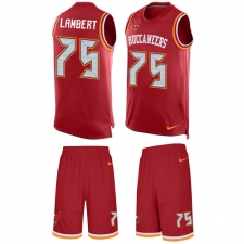 Men's Nike Tampa Bay Buccaneers #75 Davonte Lambert Limited Red Tank Top Suit NFL Jersey