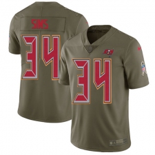 Men's Nike Tampa Bay Buccaneers #34 Charles Sims Limited Olive 2017 Salute to Service NFL Jersey