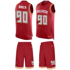 Men's Nike Tampa Bay Buccaneers #90 Chris Baker Limited Red Tank Top Suit NFL Jersey