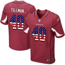 Men's Nike Arizona Cardinals #40 Pat Tillman Elite Red Home USA Flag Fashion NFL Jersey