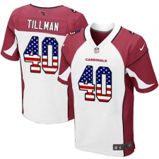 Men's Nike Arizona Cardinals #40 Pat Tillman Elite White Road USA Flag Fashion NFL Jersey