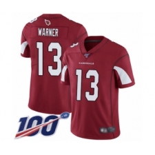 Men's Arizona Cardinals #13 Kurt Warner Red Team Color Vapor Untouchable Limited Player 100th Season Football Jersey