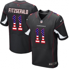 Men's Nike Arizona Cardinals #11 Larry Fitzgerald Elite Black Alternate USA Flag Fashion NFL Jersey