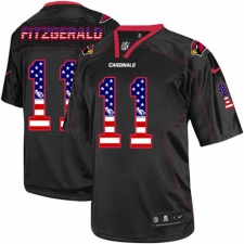 Men's Nike Arizona Cardinals #11 Larry Fitzgerald Elite Black USA Flag Fashion NFL Jersey