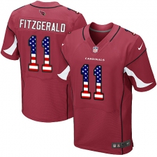 Men's Nike Arizona Cardinals #11 Larry Fitzgerald Elite Red Home USA Flag Fashion NFL Jersey