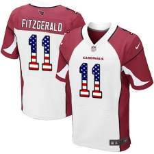 Men's Nike Arizona Cardinals #11 Larry Fitzgerald Elite White Road USA Flag Fashion NFL Jersey