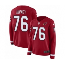Women's Nike Arizona Cardinals #76 Mike Iupati Limited Red Therma Long Sleeve NFL Jersey
