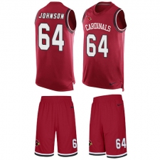 Men's Nike Arizona Cardinals #64 Dorian Johnson Limited Red Tank Top Suit NFL Jersey