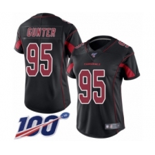 Women's Arizona Cardinals #95 Rodney Gunter Limited Black Rush Vapor Untouchable 100th Season Football Jersey