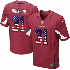 Men's Nike Arizona Cardinals #31 David Johnson Elite Red Home USA Flag Fashion NFL Jersey