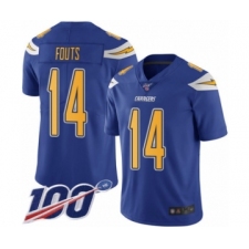 Men's Los Angeles Chargers #14 Dan Fouts Limited Electric Blue Rush Vapor Untouchable 100th Season Football Jersey